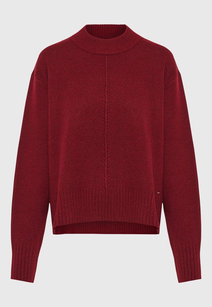 Relaxed fit πλεκτή μπλούζα με στρογγυλή λαιμόκοψη