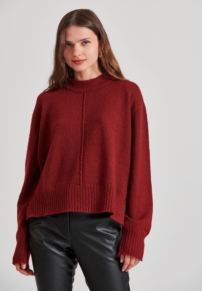 Relaxed fit πλεκτή μπλούζα με στρογγυλή λαιμόκοψη