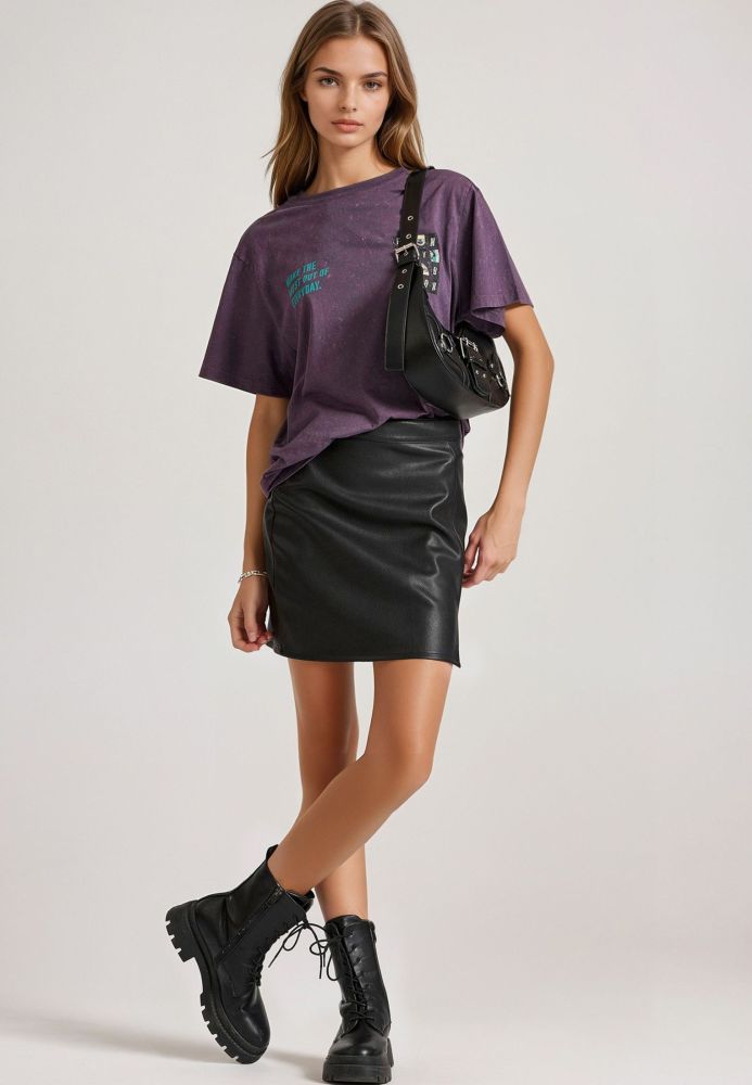 Relaxed fit garment dyed t-shirt με τύπωμα στην πλάτη