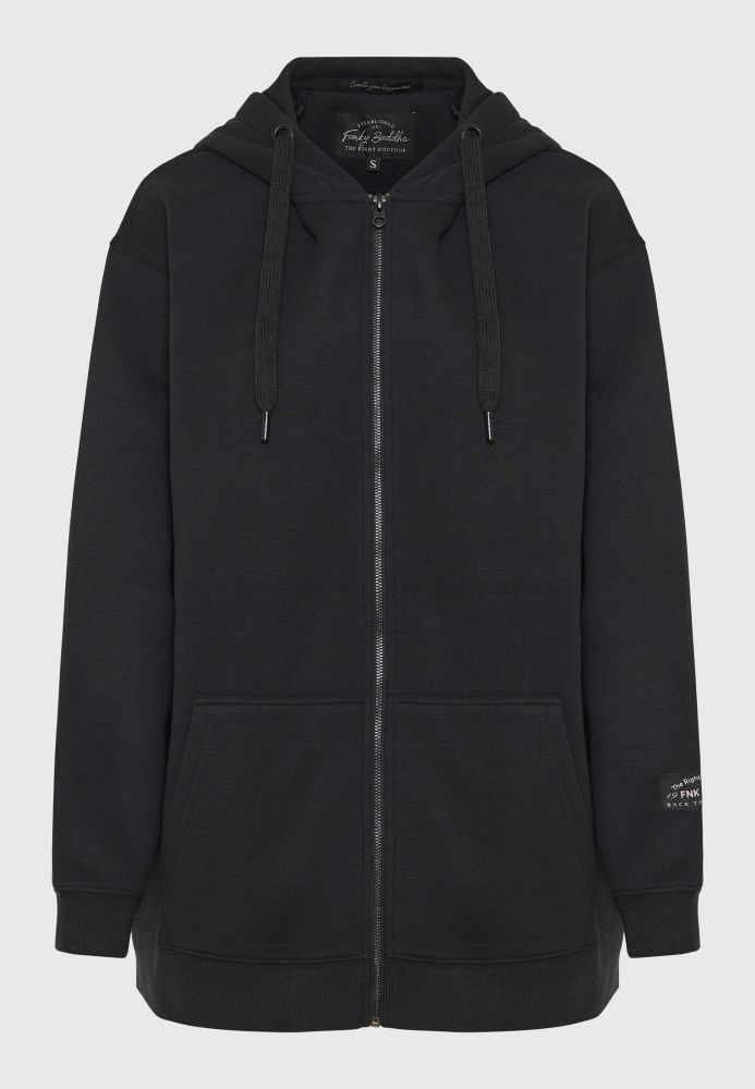 Relaxed fit φούτερ ζακέτα με τύπωμα στη πλάτη