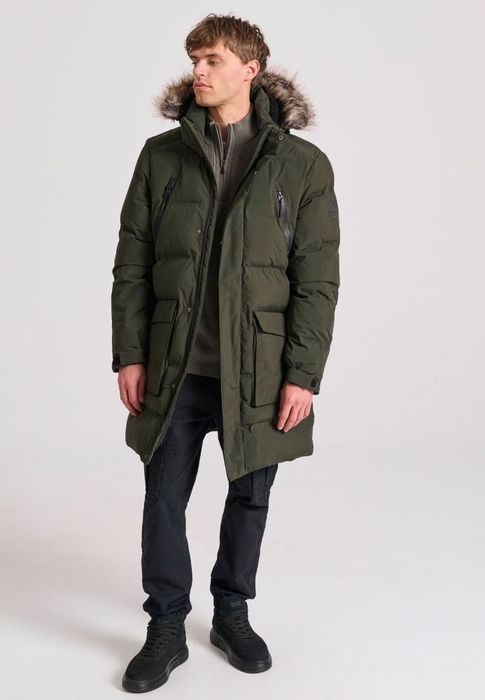 Ανδρικό puffer parka με αποσπώμενη κουκούλα