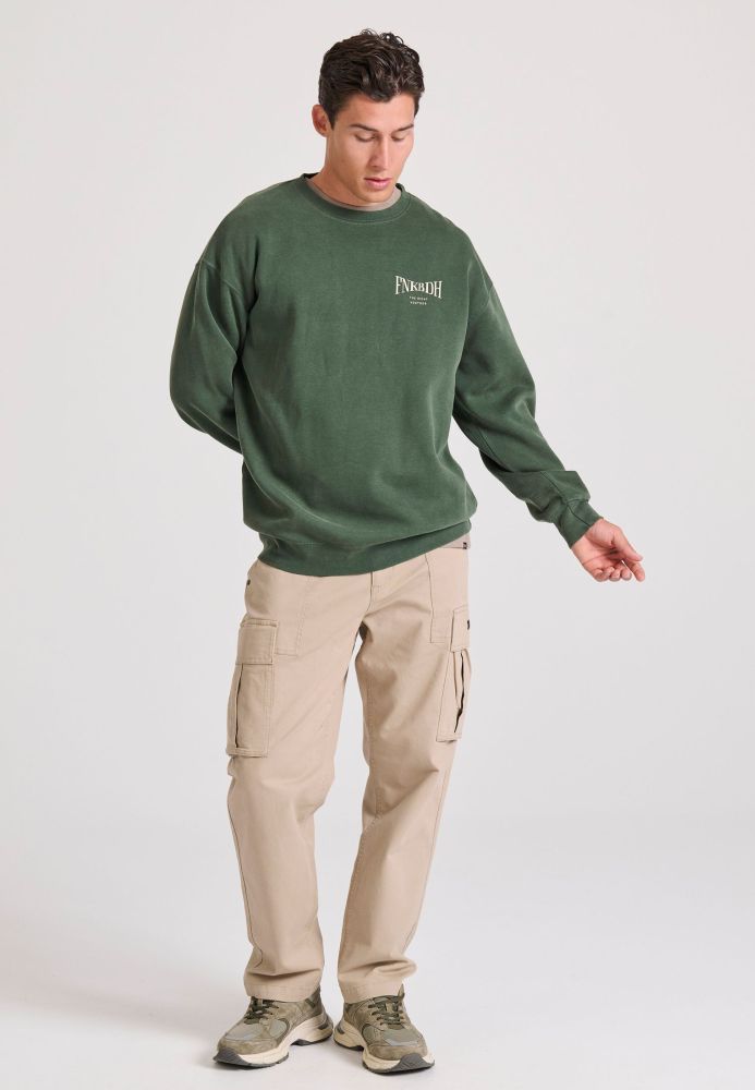 Oversized garment dyed φούτερ με τύπωμα στην πλάτη