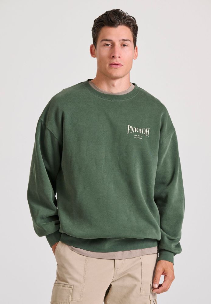 Oversized garment dyed φούτερ με τύπωμα στην πλάτη