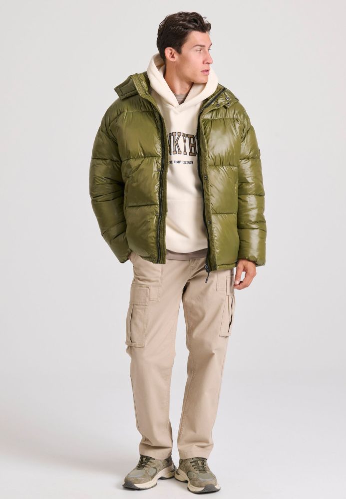 Oversized puffer μπουφάν με αποσπώμενη κουκούλα
