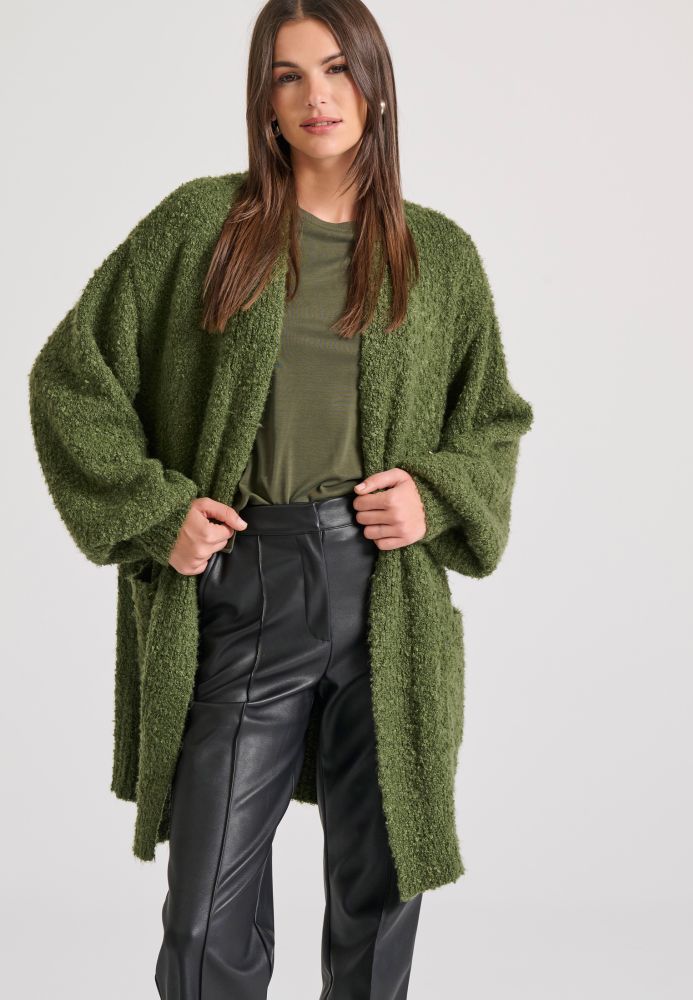Relaxed fit πλεκτή μακριά ζακέτα