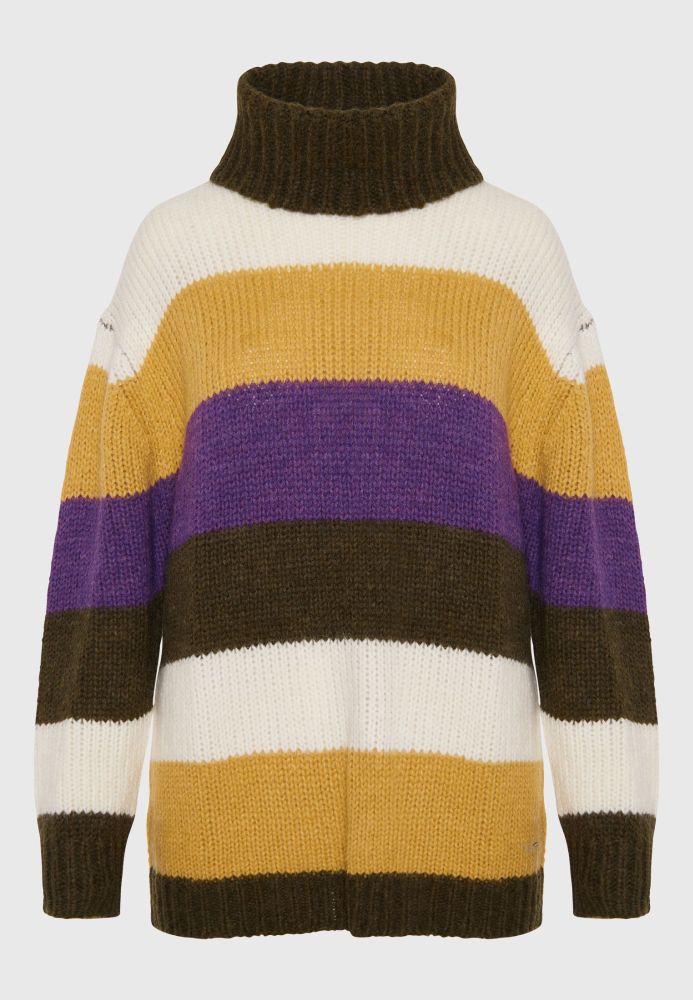 Loose fit color block μακρύ πουλόβερ