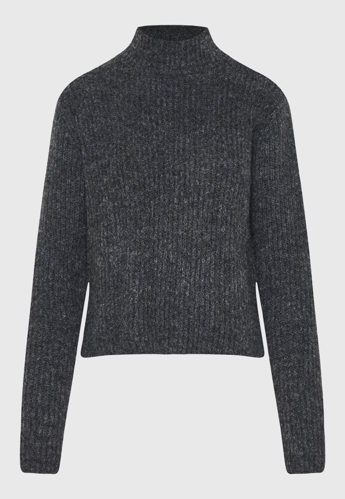 Wool blend πλεκτή μπλούζα με ψηλή λαιμόκοψη