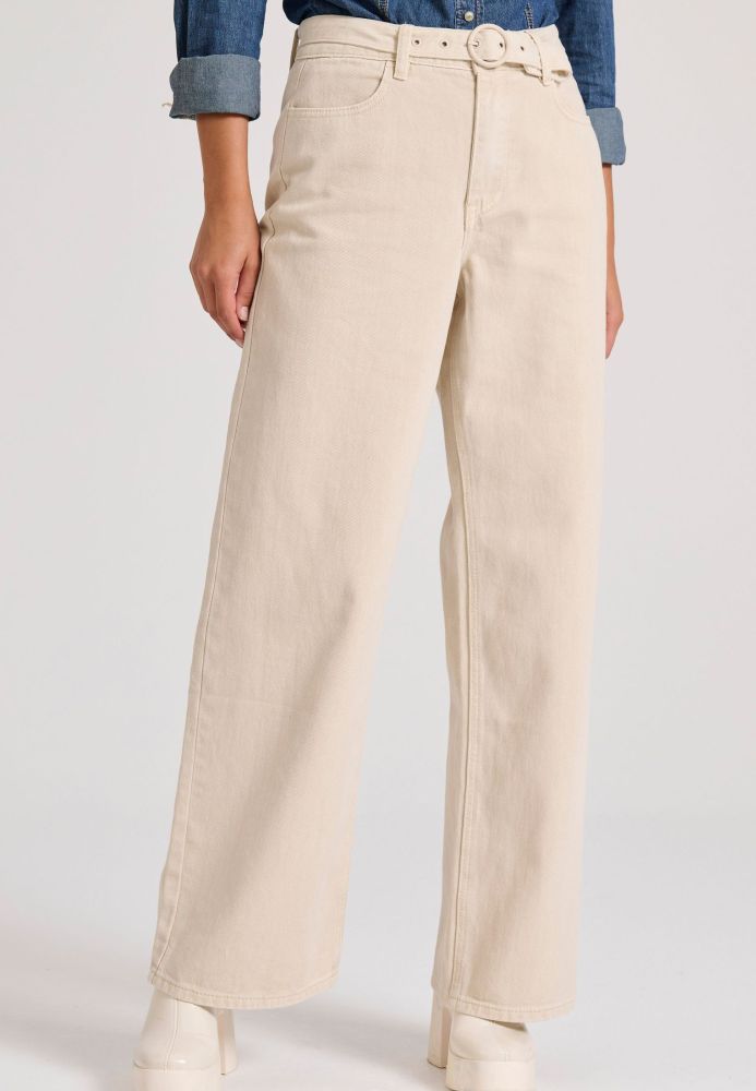 Straight fit garment dyed τζιν παντελόνι με ζώνη