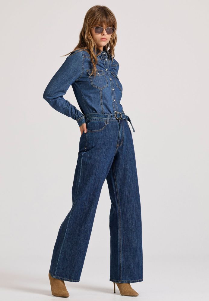 Straight fit τζιν παντελόνι με ζώνη