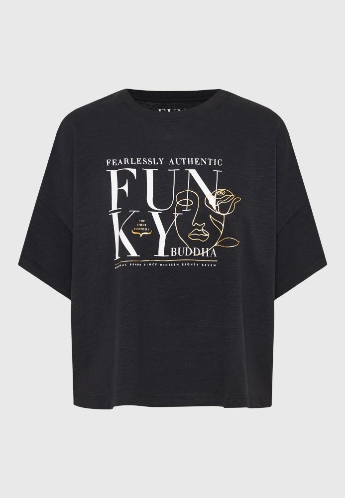 Loose fit t-shirt με graphic frame τύπωμα