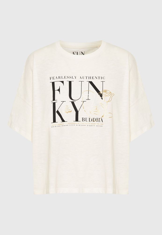Loose fit t-shirt με graphic frame τύπωμα