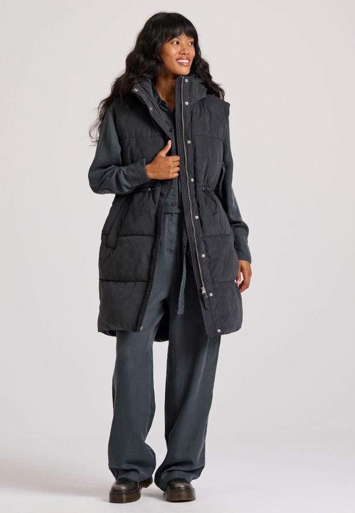 Loose fit αμάνικο puffer μακρύ μπουφάν