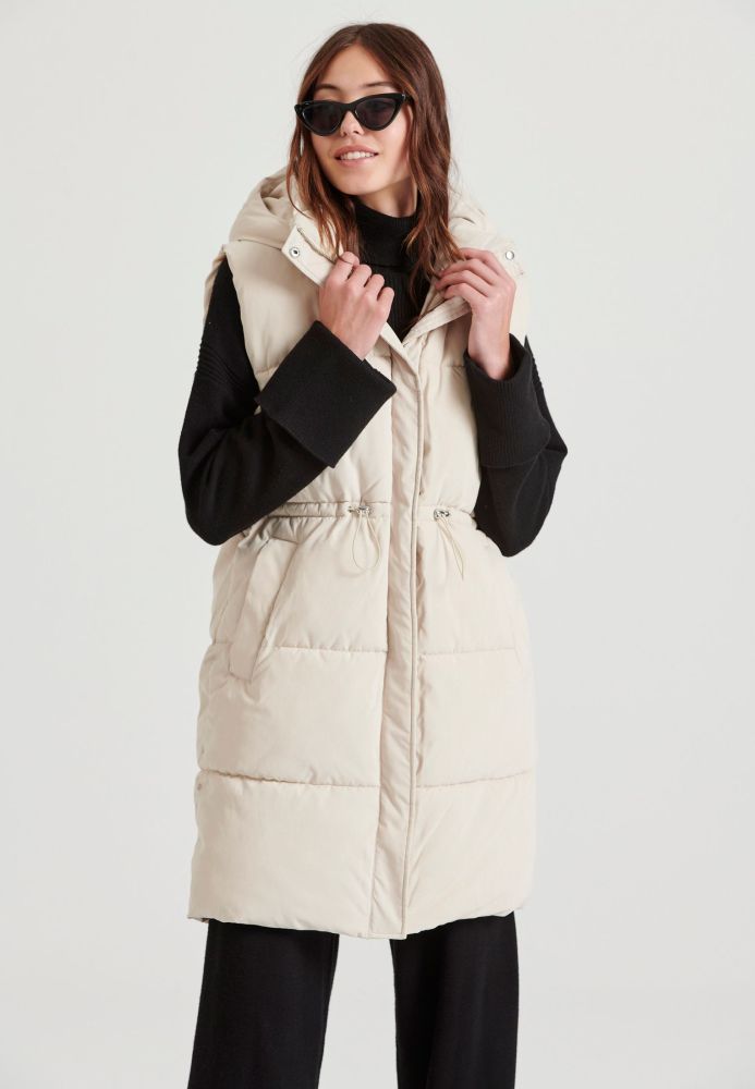 Loose fit αμάνικο puffer μακρύ μπουφάν