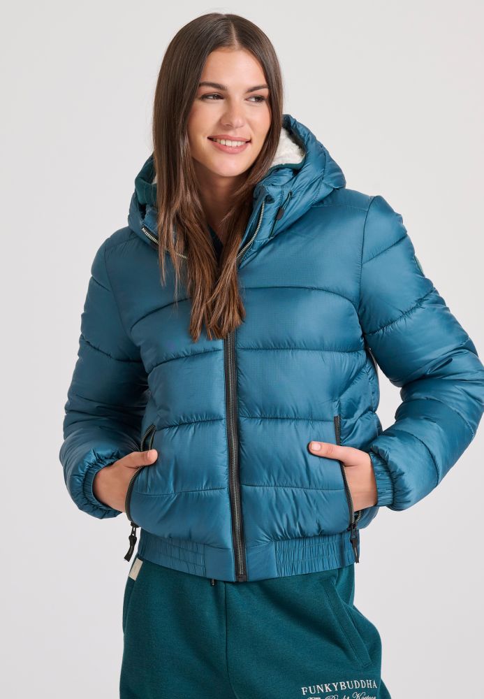 Καπιτονέ puffer μπουφάν με κουκούλα