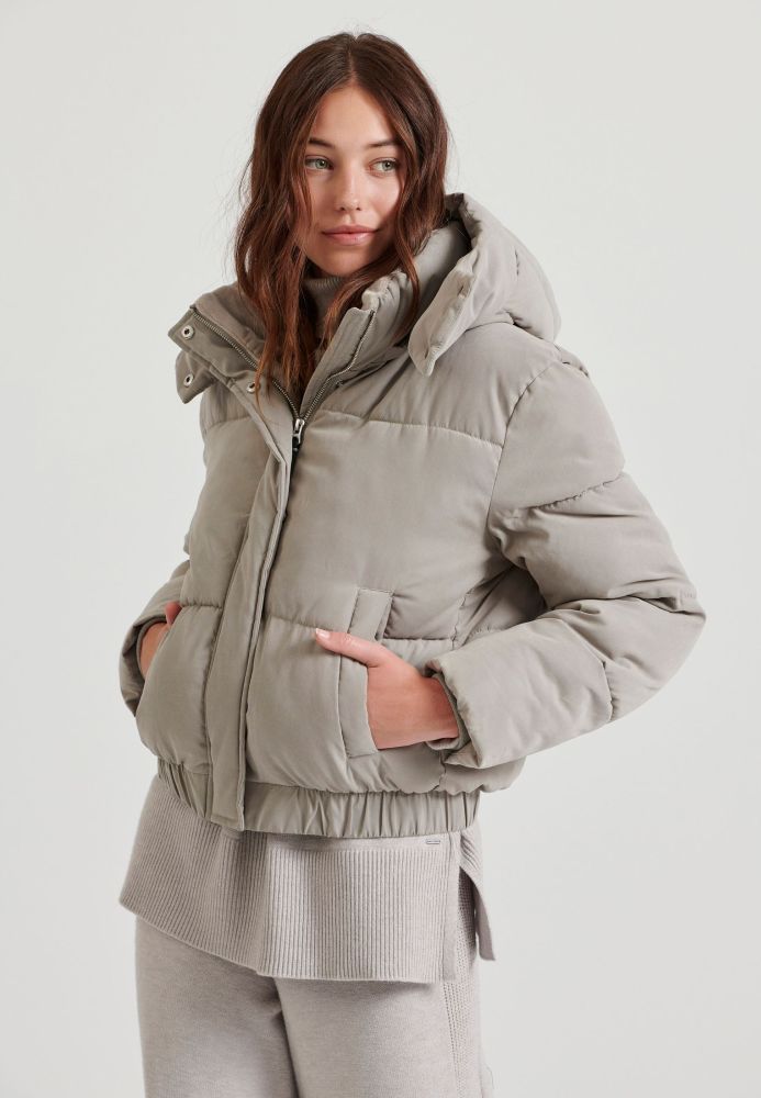 Puffer μπουφάν με αποσπώμενη κουκούλα