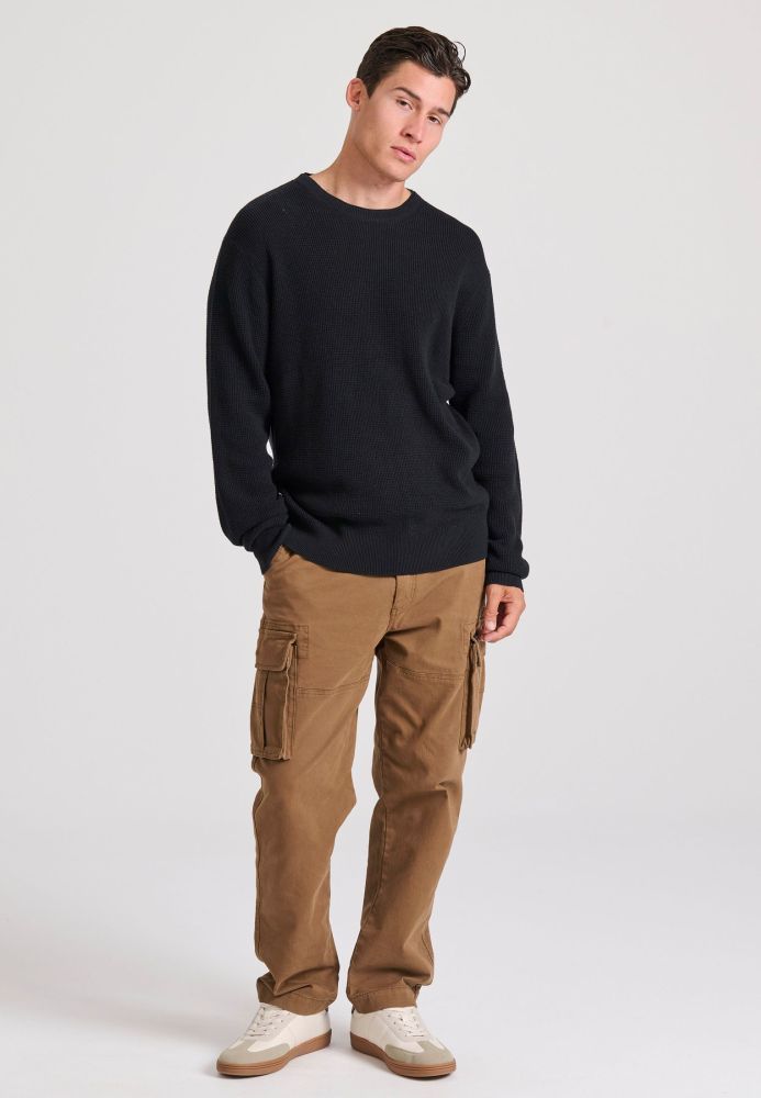 Loose fit casual πλεκτή μπλούζα με ανάγλυφη υφή