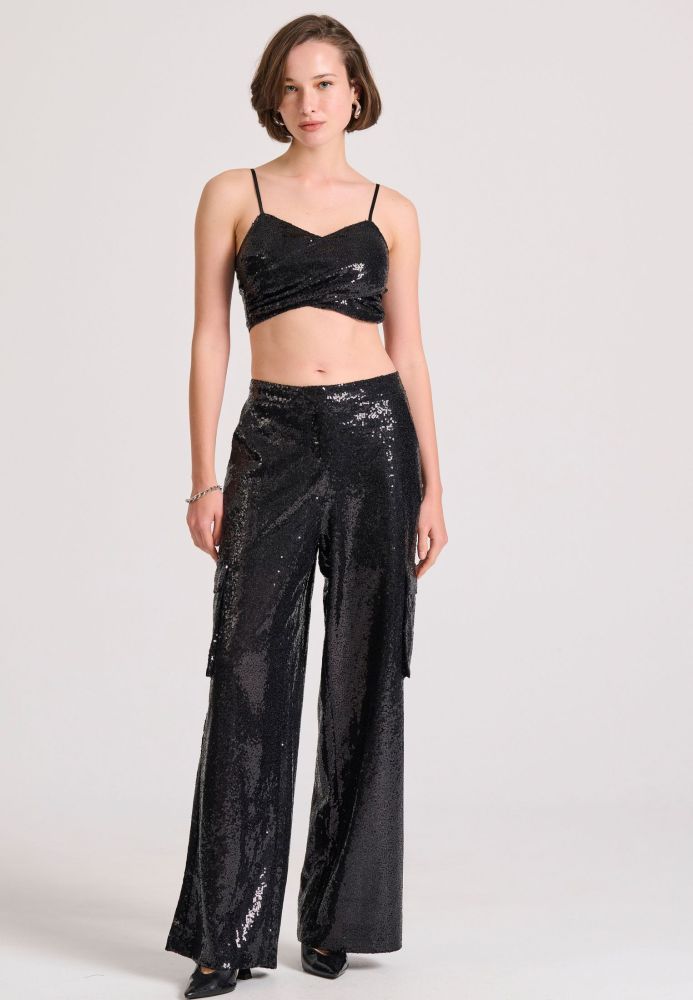 Cropped top με παγιέτες