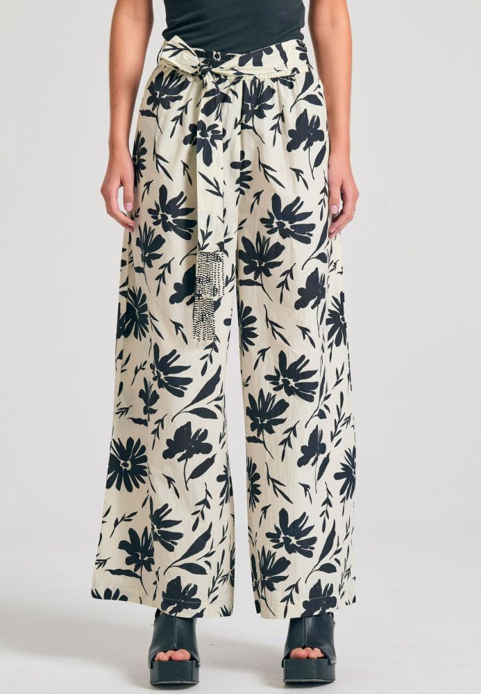 Wide leg εμπριμέ παντελόνα με exotic τύπωμα
