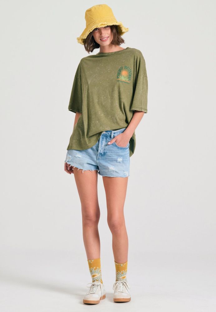 Oversized garment dyed t-shirt με τύπωμα στην πλάτη