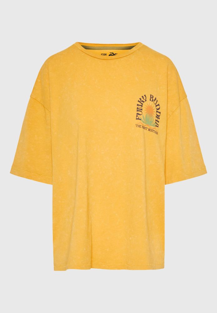 Oversized garment dyed t-shirt με τύπωμα στην πλάτη