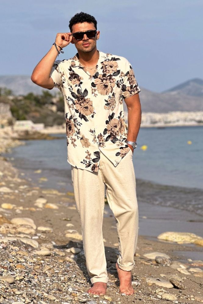 Ανδρικό πουκάμισο Serenity floral Εκρού