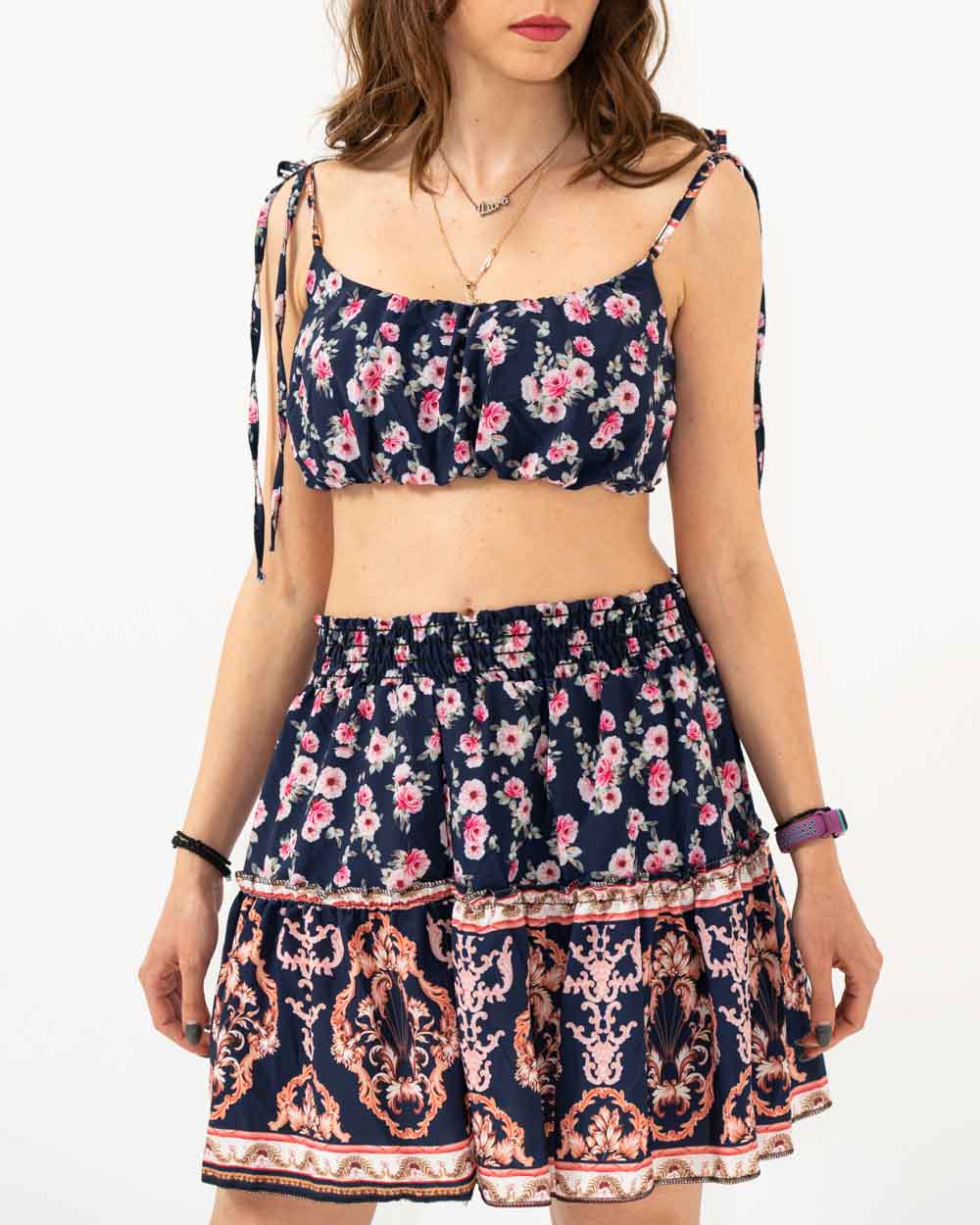 Γυναικείο Sexy Σετ με Crop Top και Φούστα