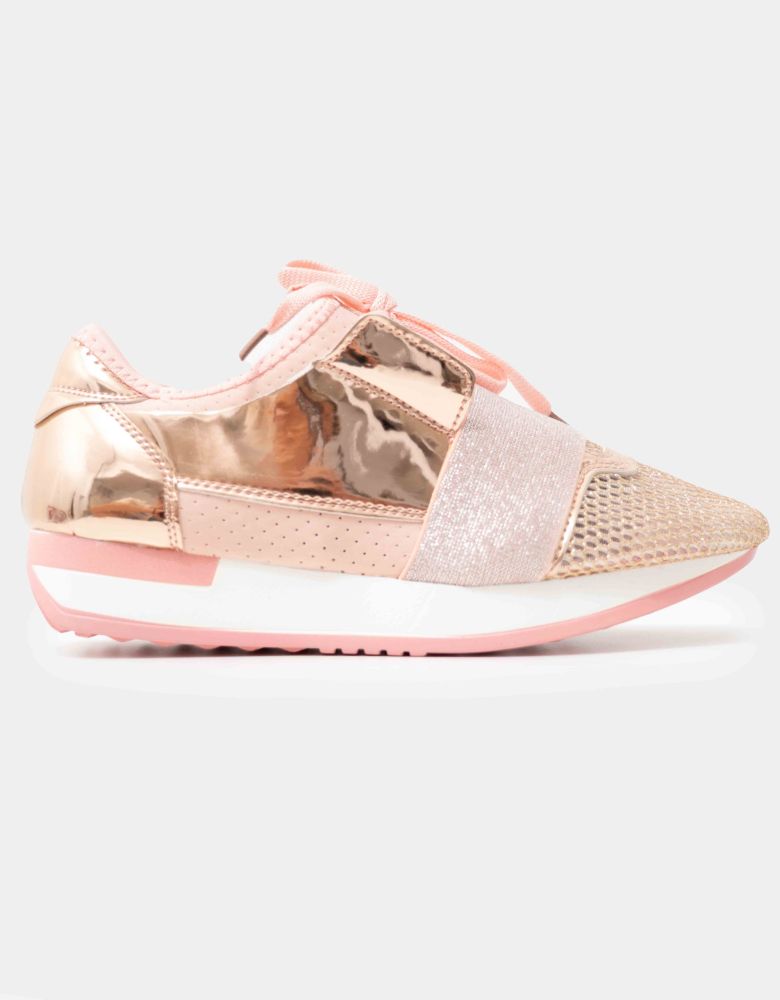 Beltipo Γυναικεία Sneakers ροζ με Ψηλή Σολα και Κορδόνια