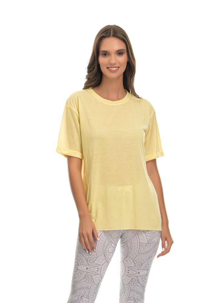 Γυναικείο μπλουζάκι oversize με πλαινό άνοιγμα