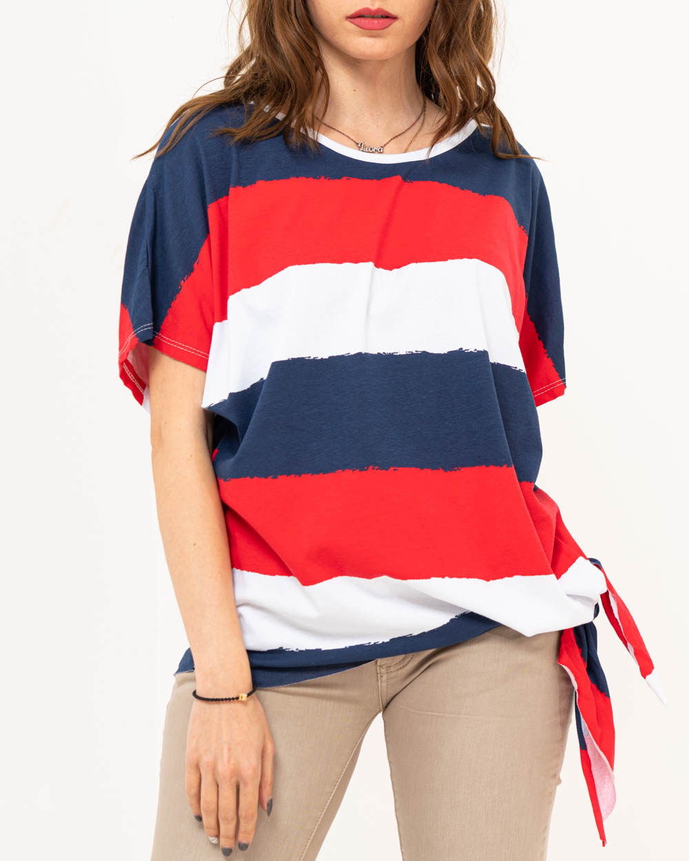 Γυναικεία Μπλούζα με Ριγά Oversize δίχρωμη