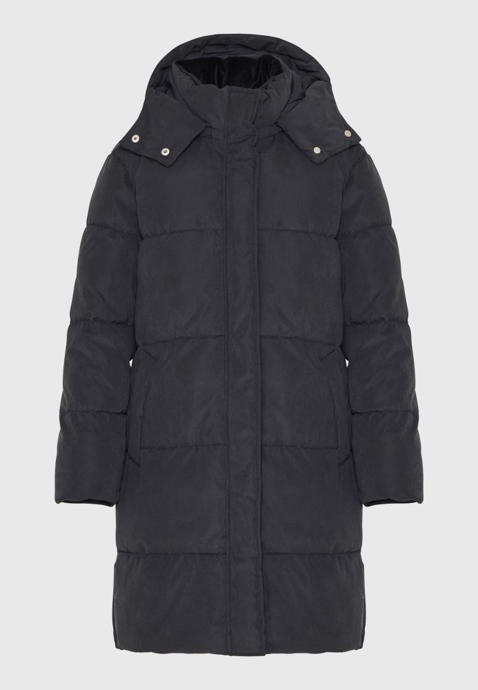 Loose fit μακρύ puffer μπουφάν με αποσπώμενη κουκούλα