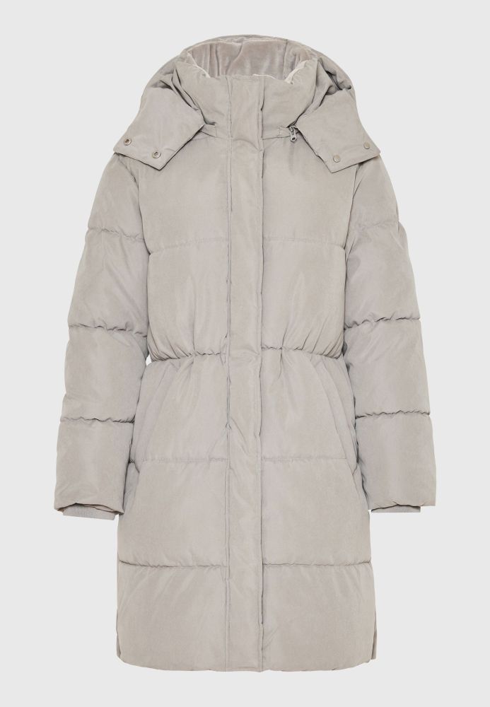 Loose fit μακρύ puffer μπουφάν με αποσπώμενη κουκούλα