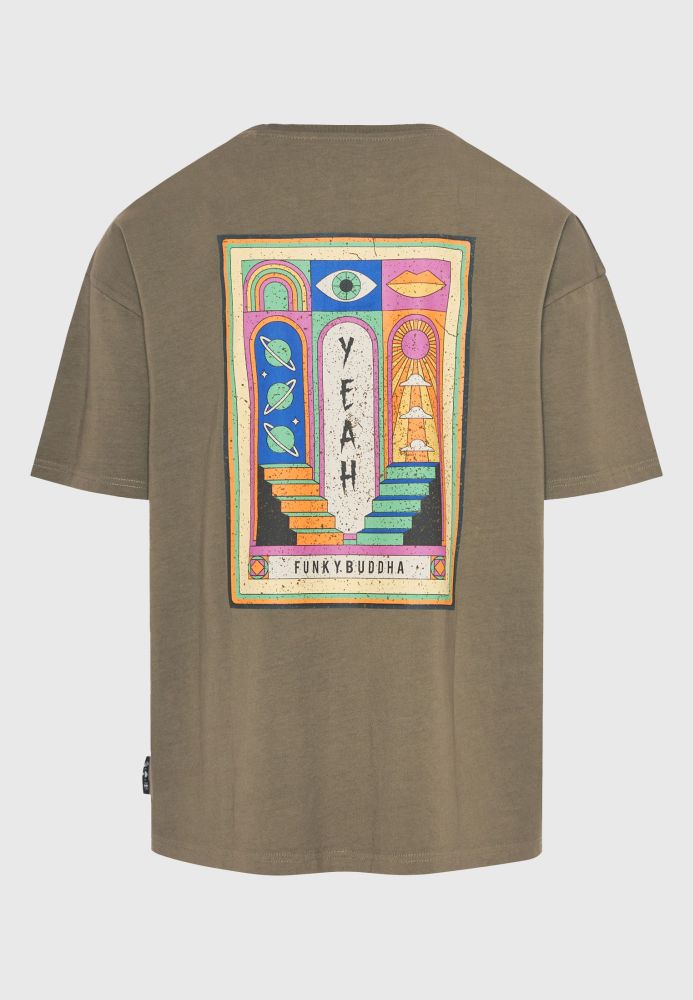 Oversized garment dyed t-shirt με retro frame τύπωμα