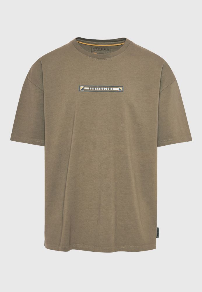 Oversized garment dyed t-shirt με retro frame τύπωμα