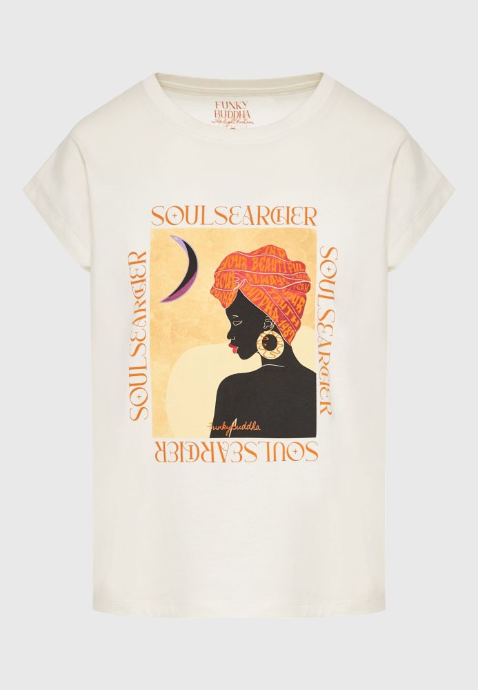 Γυναικείο organic cotton t-shirt με boho τύπωμα