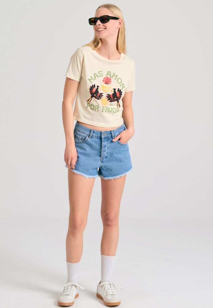 Γυναικείο τζιν σορτς με raw edges