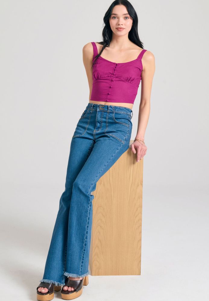 Γυναικείο skinny fit τζιν παντελόνι με raw edges