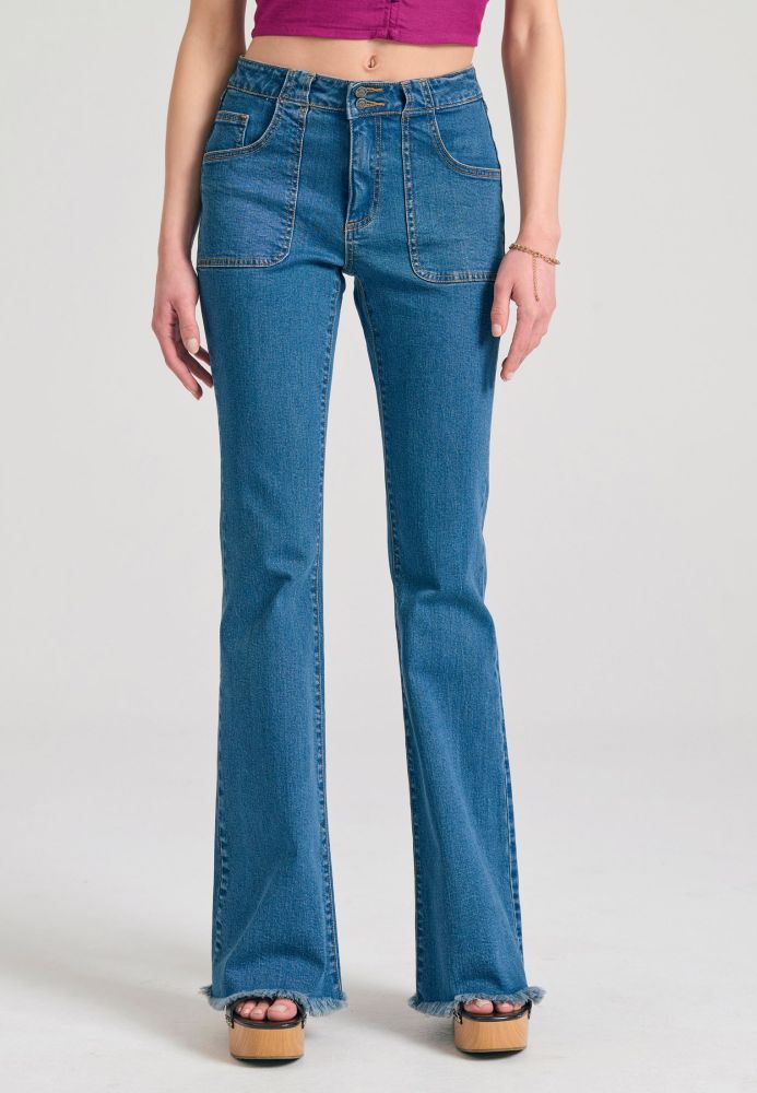 Γυναικείο skinny fit τζιν παντελόνι με raw edges