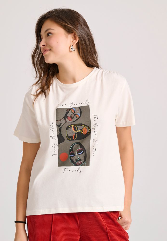 T-shirt με frame boho τύπωμα
