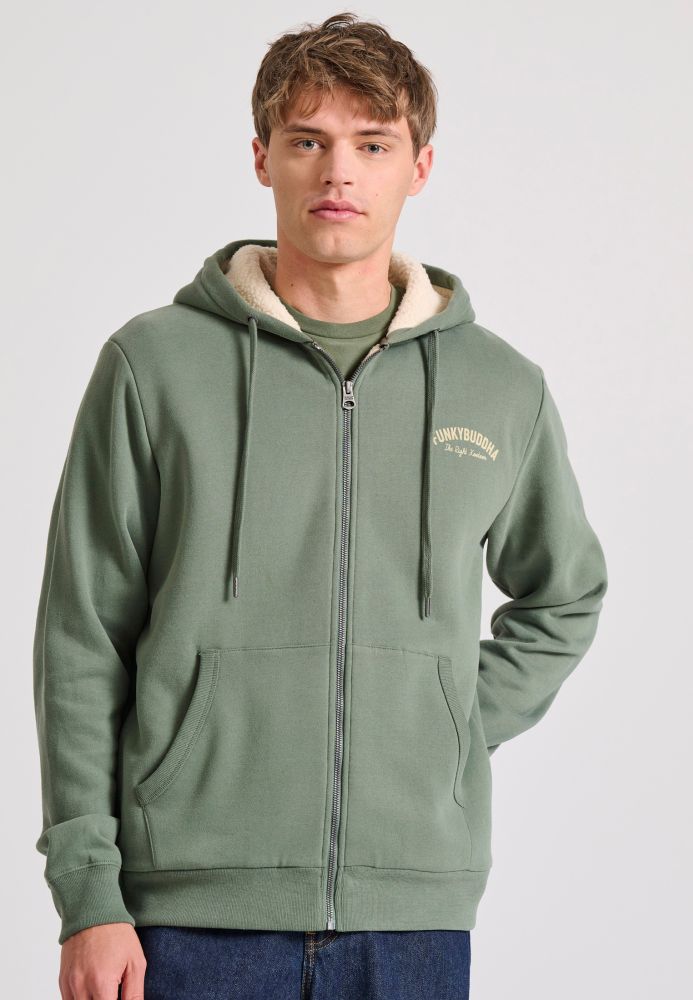 Relaxed fit ζακέτα φούτερ με εσωτερική επένδυση