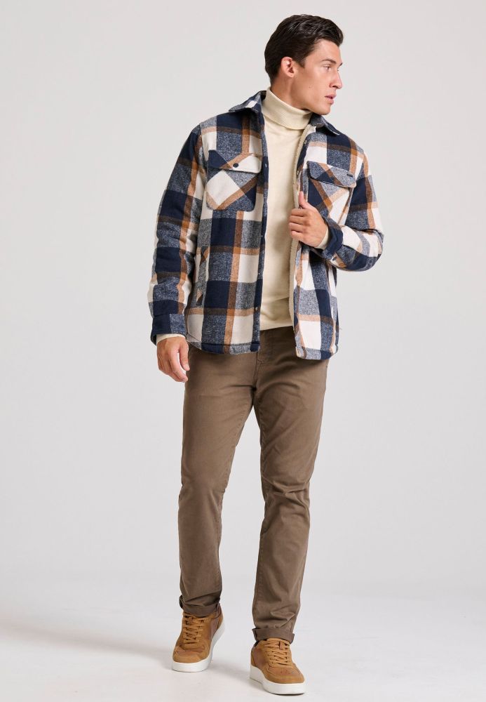 Relaxed fit overshirt καρό μπουφάν
