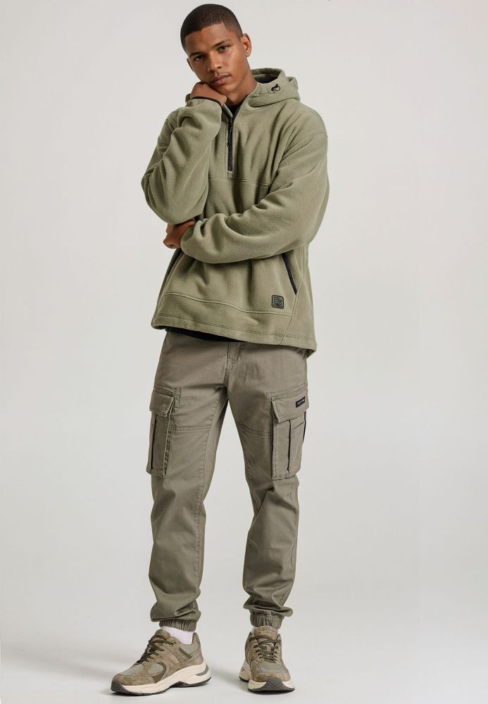 Oversized half-zip φούτερ με ρυθμιζόμενο κορδόνι
