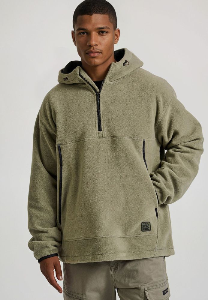 Oversized half-zip φούτερ με ρυθμιζόμενο κορδόνι