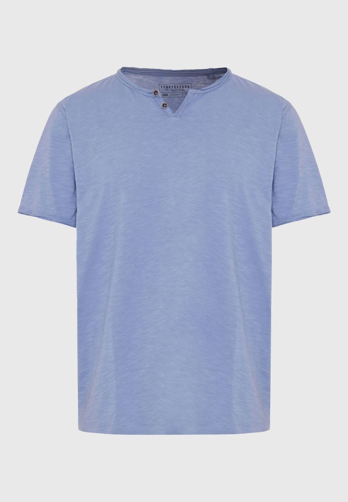 T-shirt με λαιμό henley και raw cuts - The essentials