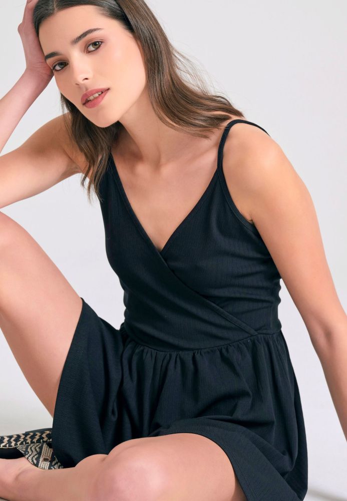 Κρουαζέ ολόσωμη φόρμα σορτς σε rib ύφανση