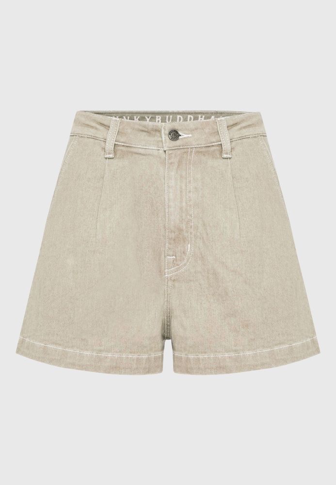 Garment dyed τζιν σορτς με πιέτες