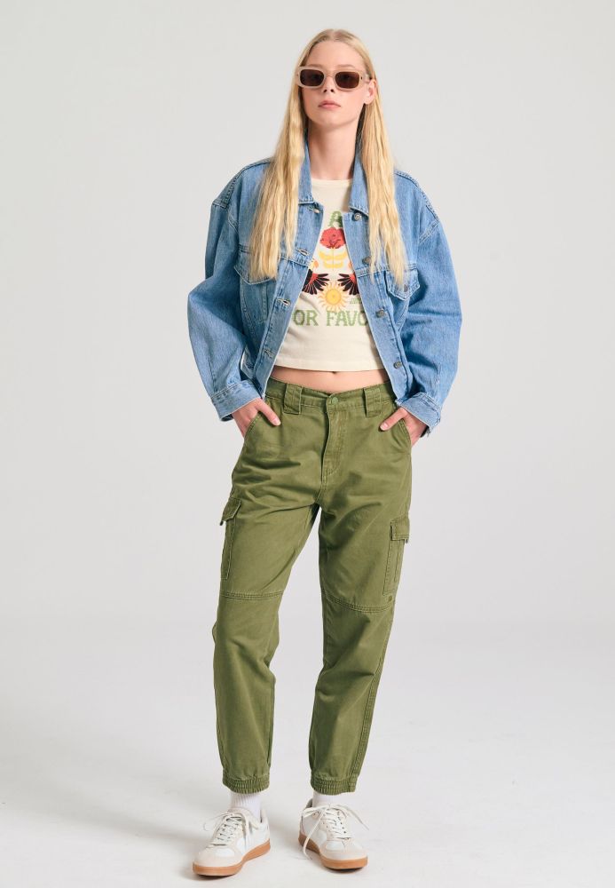 Γυναικείο garment dyed cargo παντελόνι