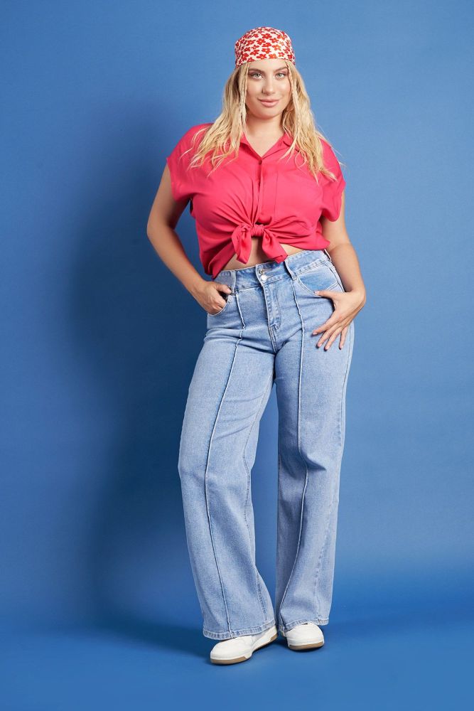 PRBT Τζιν παντελόνι wide leg με νερβίρ