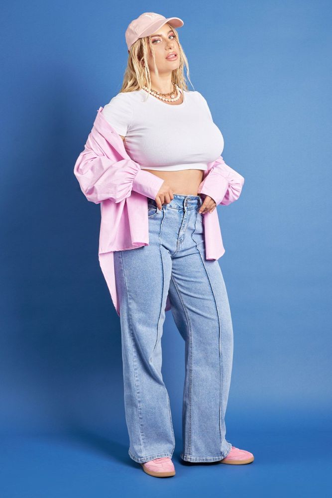 PRBT Τζιν παντελόνι wide leg με νερβίρ