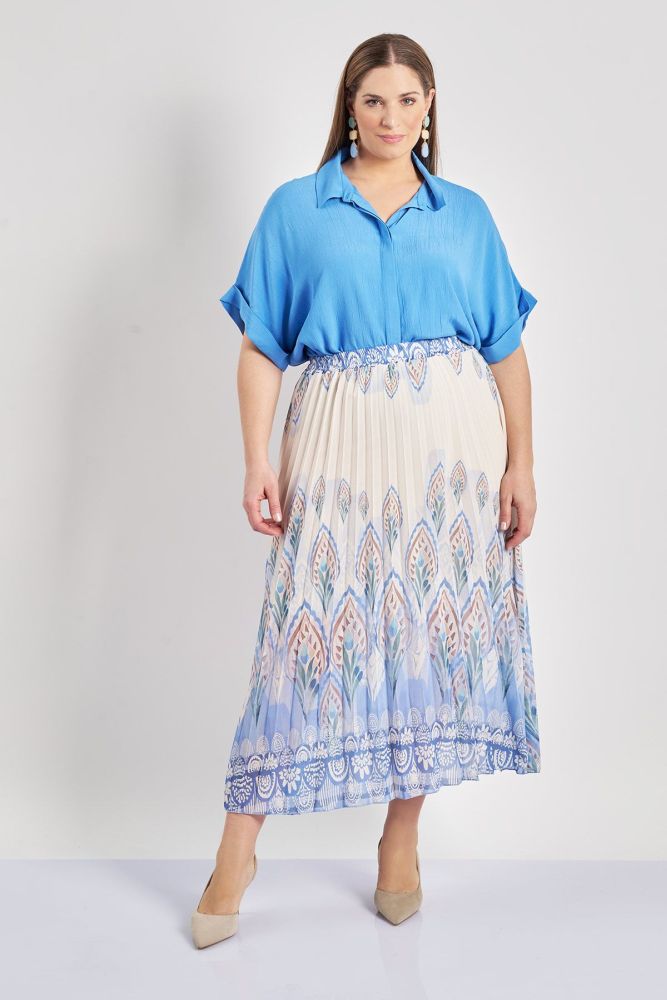 Φούστα πλισέ boho εμπριμέ