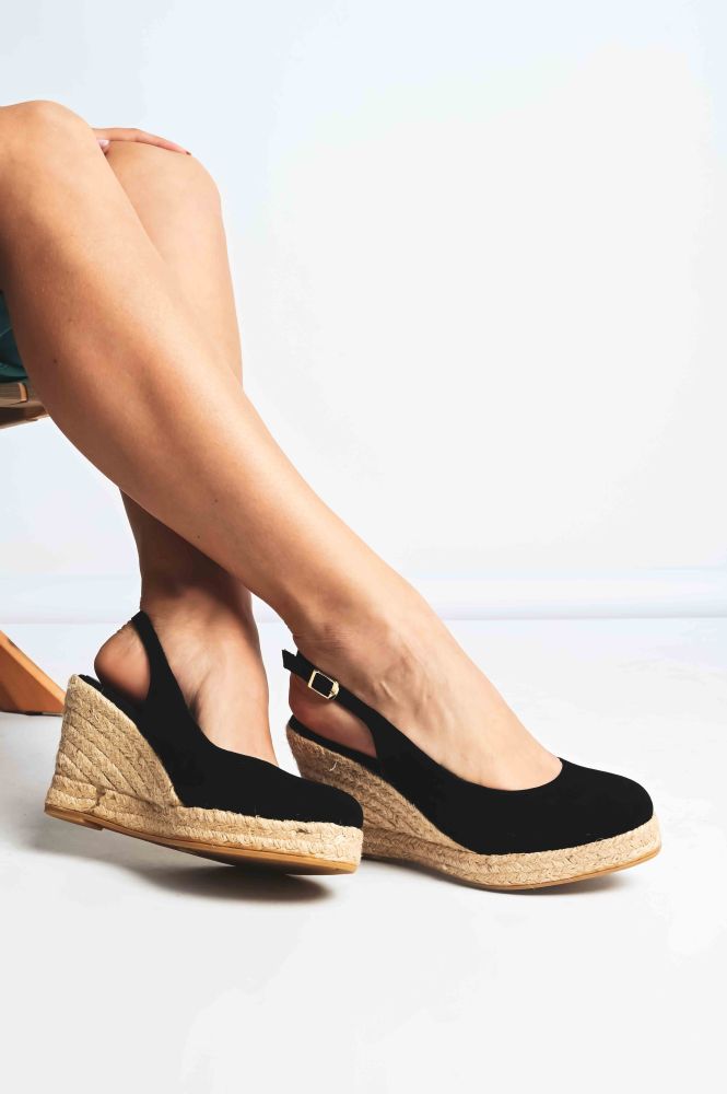Δερμάτινες Suede Εσπαντρίγιες Sofia Manta 979 Black